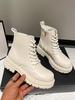 Bottes de Combat Zippées avec Lacets sur le Côté Surpiqûres