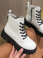Bottes de Combat Zippées sur le Côté à Ourlet