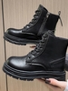 Bottes de Combat Zippées sur le Côté à Ourlet