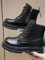 Bottes de Combat Zippées sur le Côté à Ourlet
