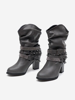 Bottes de Cow-boy Rivet Bouclé en Strass