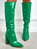 Bottes Hauteur à Genou à Talons Épais et à Bouts Pointus avec Fermeture Éclair sur le Côté