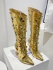 Bottes Hauteur à Genou avec Strass Design à Bout Pointu