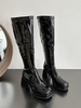 Bottes Hauteur à Genou Bout Carré à Talon Epais
