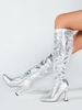 Bottes Hauteur à Genou Brillantes Chaton Zippées à Paillettes
