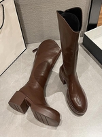 Bottes Hauteur à Genou Plate-forme Zippées Au Dos