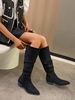 Bottes Hauteur Genou à Talons Épais et à Enfiler