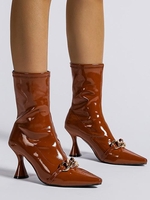Bottes Mi-Hautes Epaisses à Bout Pointu avec Chaîne