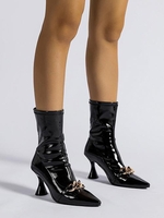 Bottes Mi-Hautes Epaisses à Bout Pointu avec Chaîne