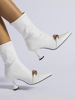 Bottes Mi-Hautes Epaisses à Bout Pointu avec Chaîne