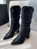 Bottes Mi-mollet à Bout Pointu à Talons Épais