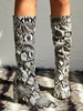 Bottes Mi-Mollet à Imprimé Serpent Colorées à Talon Epais