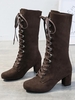 Bottes Mi-Mollet à Talons Épais avec Lacets