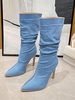 Bottes Mi-Mollet Bout Pointu à Talon Aiguille en Vichy