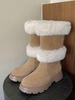 Bottes Mi-mollet en Suède avec Fausse Fourrure à Semelles Compensées