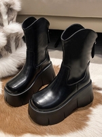 Bottes Mi-Mollet Plate-forme Cloutées avec Fermeture Éclair Au Dos