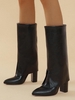 Bottes Mi-mollet Pliées à Bout Pointu et Talons Épais