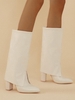 Bottes Mi-mollet Pliées à Bout Pointu et Talons Épais