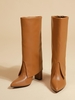 Bottes Mi-mollet Pliées à Bout Pointu et Talons Épais