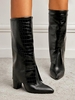 Bottes Mi-mollet Pliées à Bout Pointu et Talons Épais
