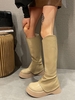 Bottes Mi-Mollet Pliées Design à Ourlet Epais