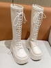 Bottes Plate-forme Hauteur Genou à Lacets