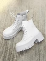 Bottes Style Britannique à Talon Epais à Lacets en Avant