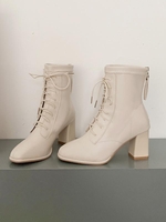 Bottes Zippées à Lacets Au Dos à Talon Epais