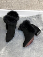 Bottines à Cheville Décorées en Fausse Fourrure