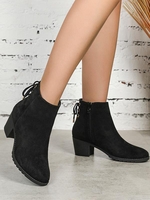 Bottines à Cheville Zip à Côté Epais à Lacets Au Dos