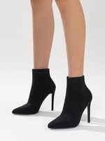 Bottines à Talons Aiguilles et à Bouts Pointus Tricot Extensible