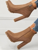 Bottines Chelsea en Daim et à Talons Épais