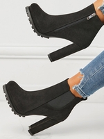 Bottines Chelsea en Daim et à Talons Épais