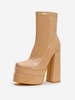 Bottines de Hauteur Cheville à Bouts Carrés de Couleur Unie avec Fermeture Éclair sur le Côté