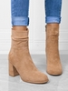 Bottines en Faux-suede à Talons Epais et Glissières Latérales