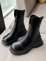 Bottines Zip en Avant à Bout Carré