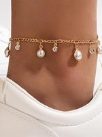 Bracelet de Cheville avec Fausse Perle Incrustée
