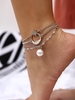 Bracelet de Cheville de Plage Etoile Lune Multi-Couches en Fausse Perle