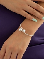 Bracelet Manchette Strass Fausse Perle