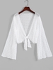 Cache-Maillot Noué Transparent à Manches Évasées Taille unique Blanc
