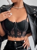 Camisole Corset Court Au Crochet en Dentelle à Armature S Noir