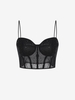 Camisole Corset Courte en Dentelle à Paillettes M Noir