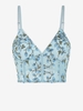 Camisole Corset Courte Feuille Brodée à Ourlet en Maille Garniture à Picots S Bleu