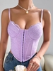Camisole Corset en Dentelle Au Crochet en Avant à Armature Xs Violet clair