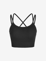 Camisole Court Côtelé Croisé en Tricot Taille unique Noir