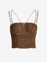 Camisole Court en Maille à Volants S Café profond
