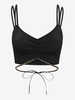 Camisole Courte Côtelée à Double Bretelle à Chaîne M Noir