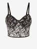 Camisole Courte en Dentelle Semi-Transparente à Armature à Imprimé Fleuri S Noir