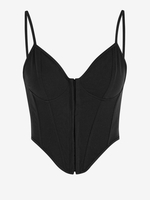 Camisole de Bandage de Style Corset à Crochet en Avant L Noir