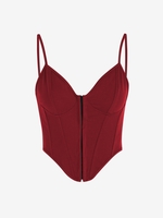 Camisole de Bandage de Style Corset à Crochet en Avant S Rouge